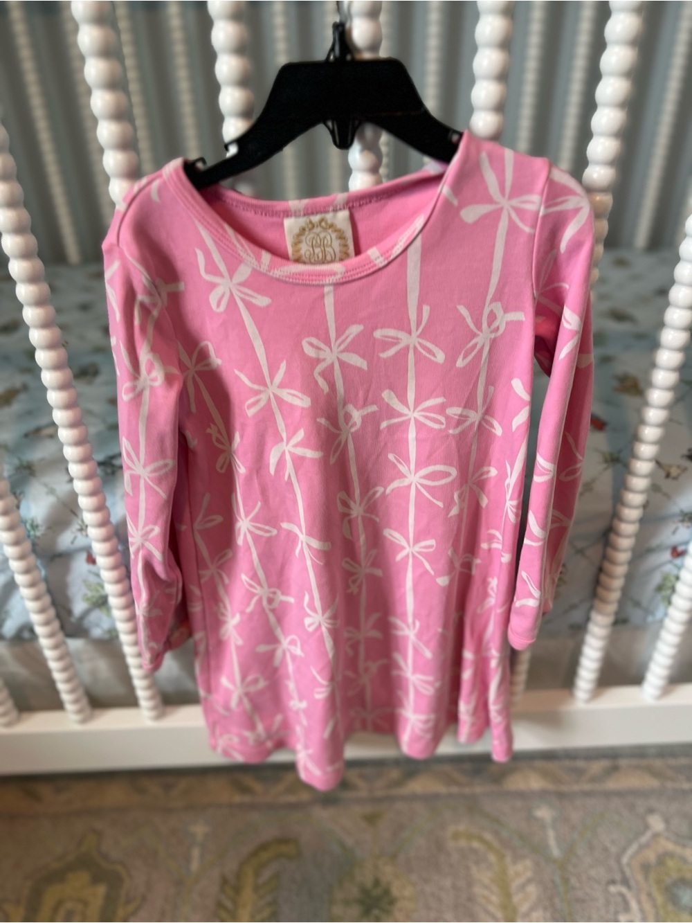 Pink Tie Print Long Sleeve dress